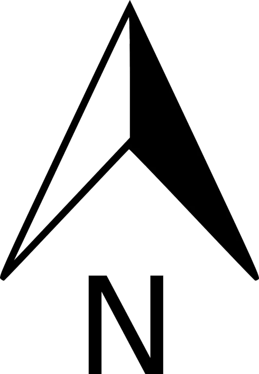a black and white logo with the letter n, by Niels Lergaard, deviantart, national geographical, arrows, terminal, wikimedia