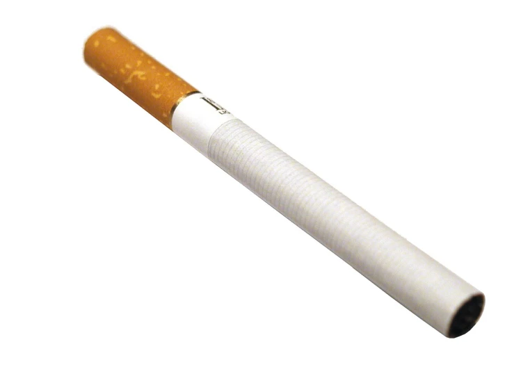 a close up of a cigarette on a white background, a stock photo, by Eva Gonzalès, cobra, wikimedia, high detail product photo, single long stick, fine illustration