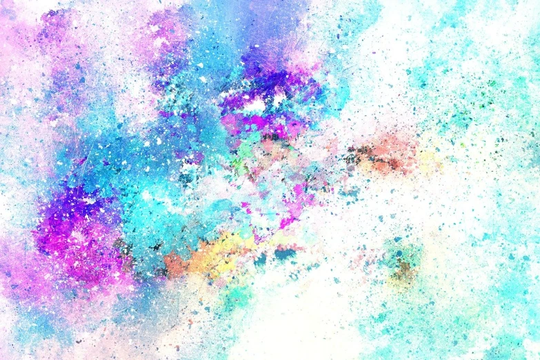 colorful paint splattered on a white surface, digital art, inspired by Yanjun Cheng, trending on shutterstock, metaphysical painting, magical sparkling colored dust, galactic light colors, light blue pastel background, chalk digital art
