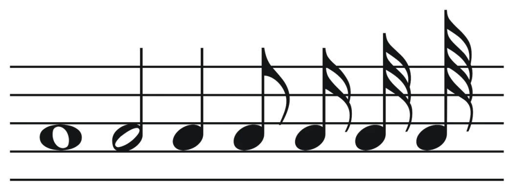 a number of musical notes on a black background, by Girolamo Muziano, pixabay, minimalism, background bar, unshaded, one single continues line, background image