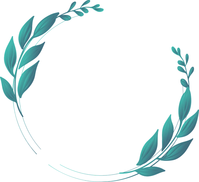 a wreath of green leaves on a black background, a digital painting, inspired by Masamitsu Ōta, polycount, vines. tiffany blue, logo without text, background bar, blue and black scheme