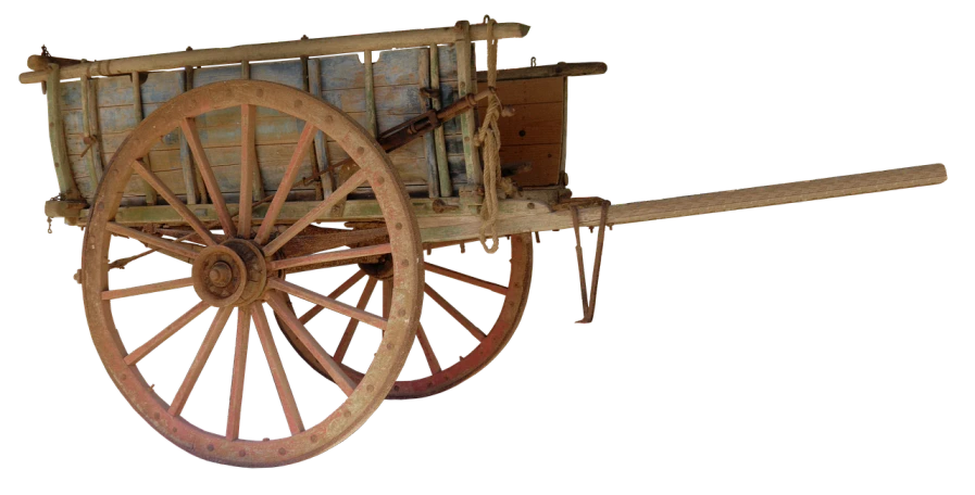 a close up of a wooden cart on a black background, a digital rendering, flickr, renaissance, right side profile, oldwest, scans from museum collection, full front view