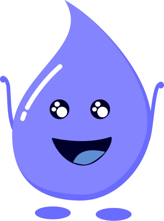 a cartoon water drop with a happy face, inspired by Aquirax Uno, pixabay, mingei, demon black blue purple, discord profile picture, background image, kid