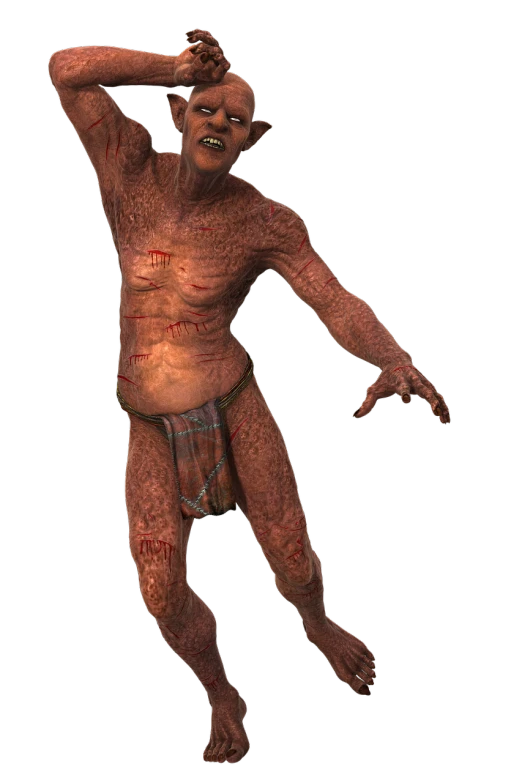 a man that is standing up with his hands on his head, by Maxwell Bates, zbrush central contest winner, digital art, covered in organic flesh meat, 2002 morrowind graphics, gollum, thin red veins