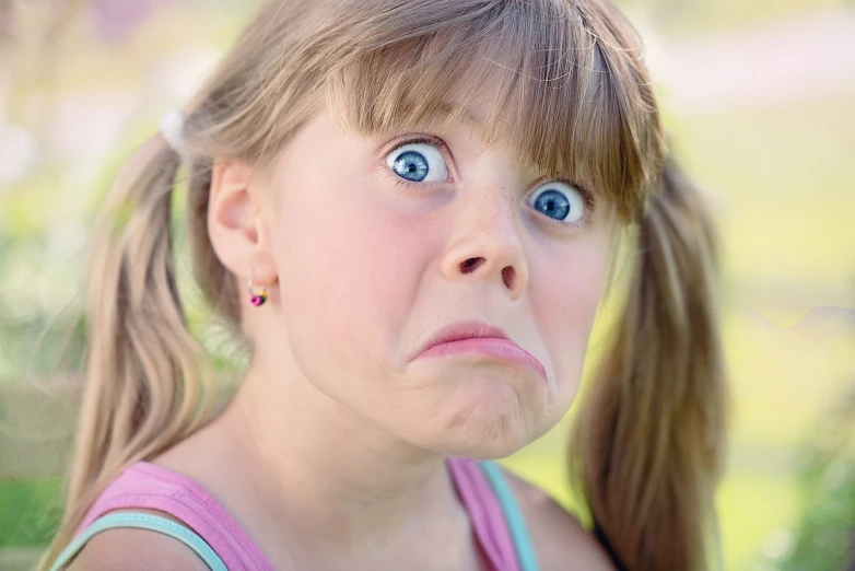 a little girl with a surprised look on her face, by Edward Corbett, shutterstock, incoherents, peter griffin face, pissed off, aaaaaaaaaaaaaaaaaaaaaa, youtube thumbnail