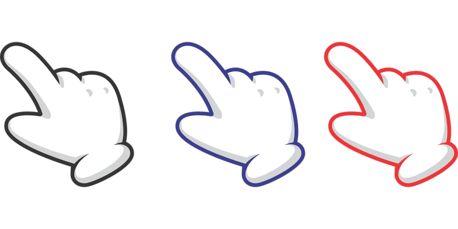 three different colored hand gestures on a black background, by Joe Machine, reddit, graffiti, mickey mouse, logo without text, red white and black, flat cel shaded