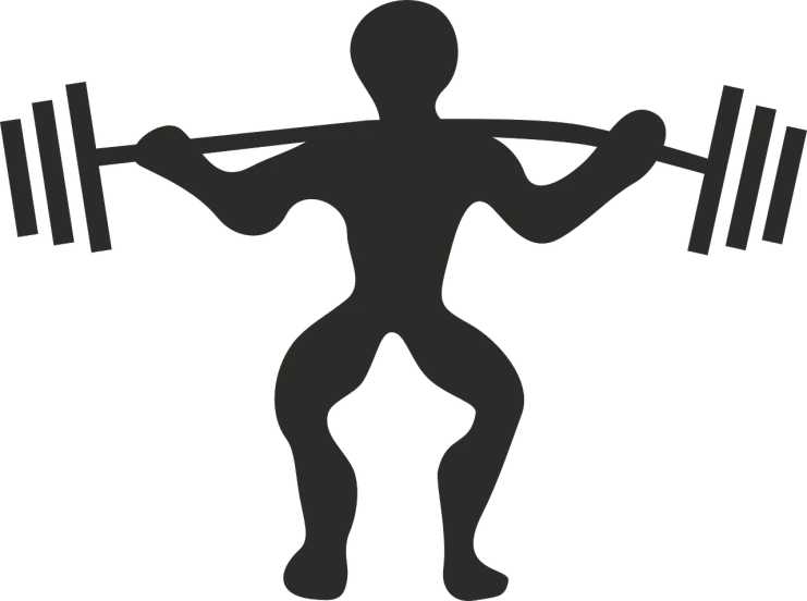 a silhouette of a man lifting a barbell, by Zoran Mušič, figuration libre, human body plan, front symetrical, uploaded, squatting