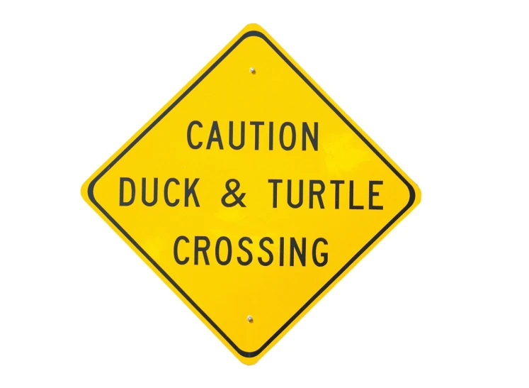 a yellow caution duck and turtle crossing sign, by John Luke, shutterstock, art deco, 3 2 x 3 2, an ultra realistic, age 3 5, 2 0 1 0 photo