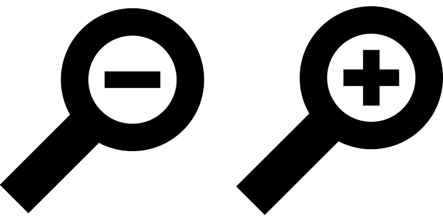 a black and white image of two magnifyings, inspired by Ota Bubeníček, reddit, symbol for the word ersatz, r-number, ( ( ( bauhaus ) ) ), pictogram