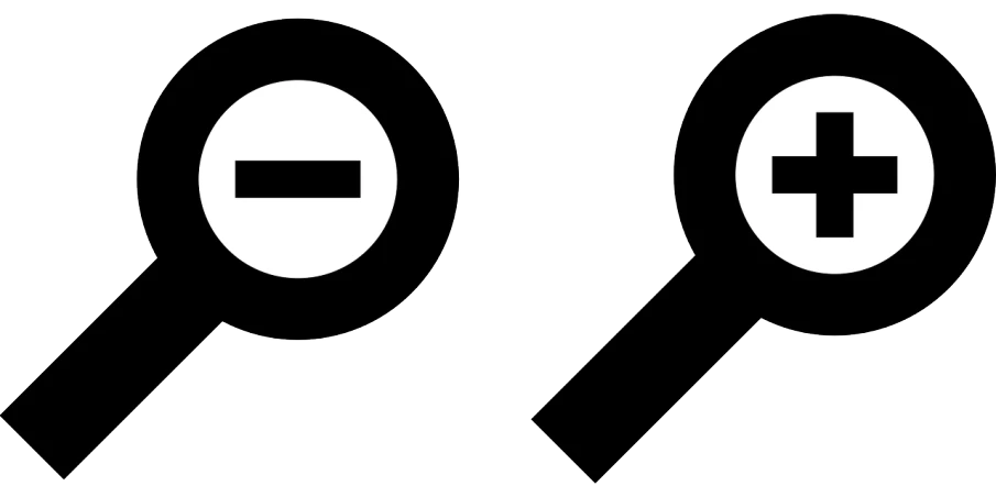 a black and white image of two magnifyings, inspired by Ota Bubeníček, reddit, symbol for the word ersatz, r-number, ( ( ( bauhaus ) ) ), pictogram