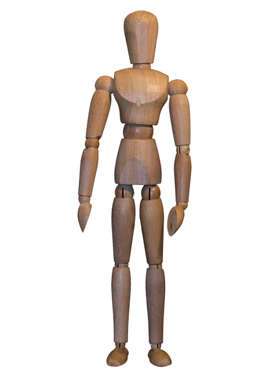 a wooden mannequin standing in front of a black background, pixabay, articulated joints, full body single character, 1 figure only, full body!