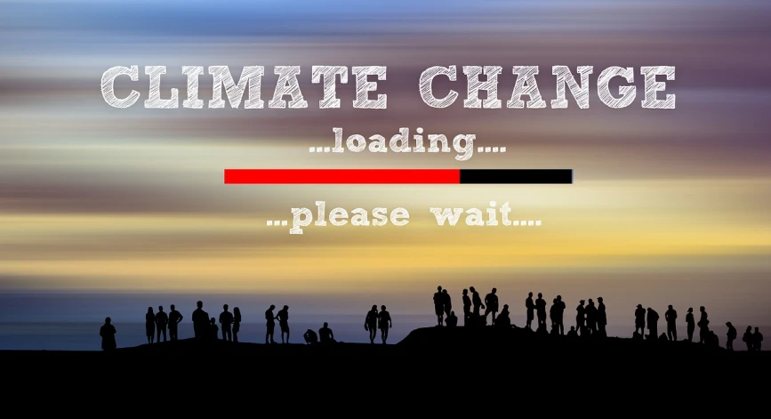 a group of people standing on top of a hill, an illustration of, trending on pixabay, climate change, chanel, waiting, photographic print