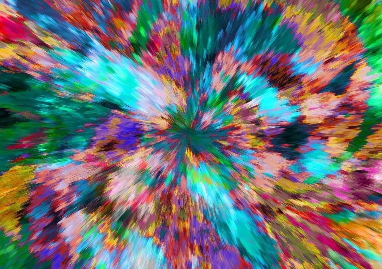 a multicolored abstract painting of a flower, digital art, inspired by Henri-Edmond Cross, abstract illusionism, background explosion, multicolored weed leaves, zoom blur, hyperspeed
