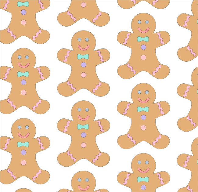 a group of gingerbreads on a black background, by Gawen Hamilton, pop art, tileable, 1 6 x 1 6, phone background, ribbon
