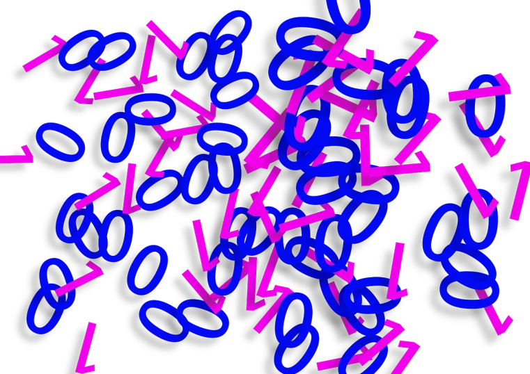 a bunch of blue and pink letters on a black background, a digital rendering, inspired by Zsolt Bodoni, generative art, 2 0 0 0's photo