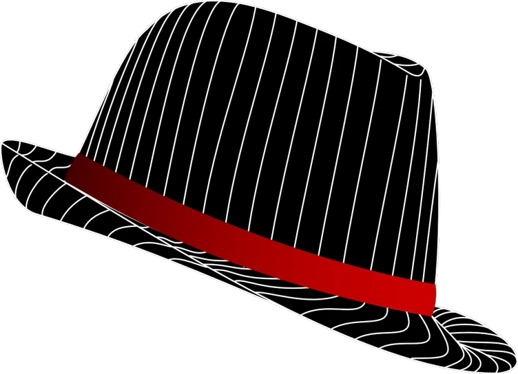 a black and white hat with a red band, a digital rendering, pixabay, stylized thin lines, mystery and detective themed, vivid lines, cut-away