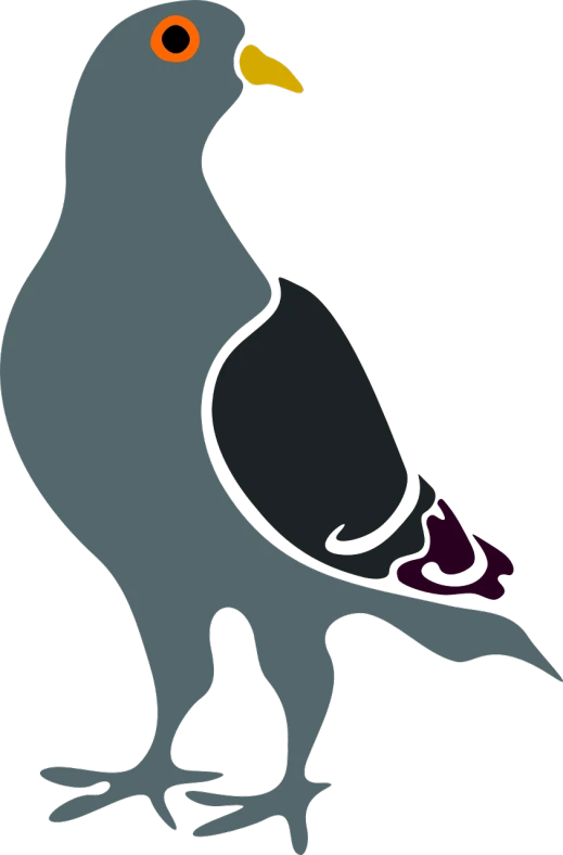 a pigeon standing in front of a black background, concept art, inspired by Gonzalo Endara Crow, hurufiyya, cutie mark, shows a leg, ( ( dithered ) ), liquified