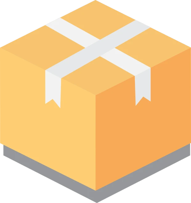 a yellow box with a white ribbon on it, a digital rendering, reddit, dark. no text, trading depots, flat minimalistic, (light orange mist)