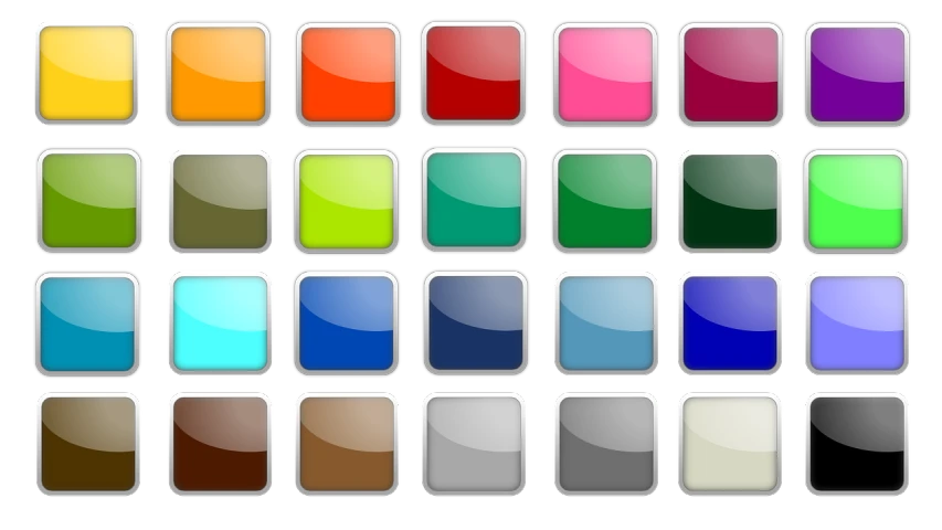 a bunch of different colored buttons on a black background, a screenshot, by Andrei Kolkoutine, flickr, color field, shiny silver, app icon, cell shading. buy now! ( rb 6 s, apple