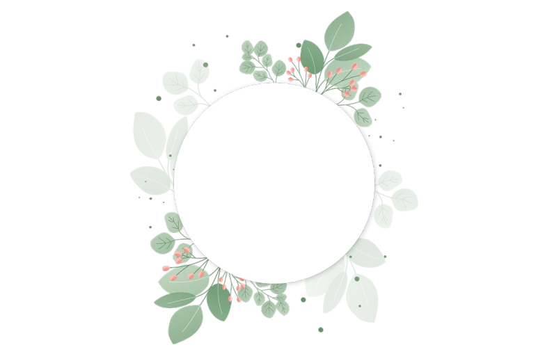 a white circle surrounded by green leaves on a black background, vector art, shutterstock, pastel flowery background, background image