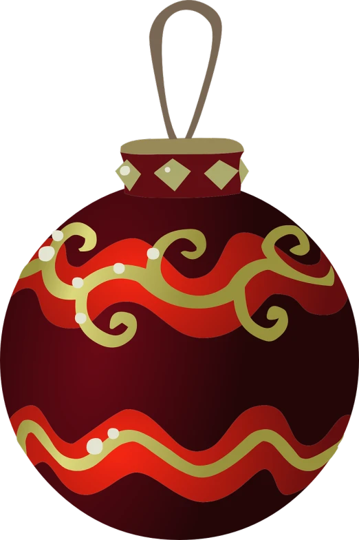 a red and gold christmas ornament on a black background, inspired by Slava Raškaj, digital art, lineless, 80k, cute, wine