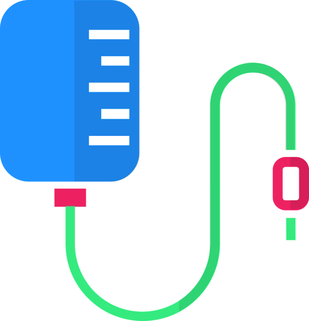 a microphone with a cord connected to it, by Andrei Kolkoutine, pixabay, conceptual art, urine collection bag, flat icon, neon blue color, [[blood]]