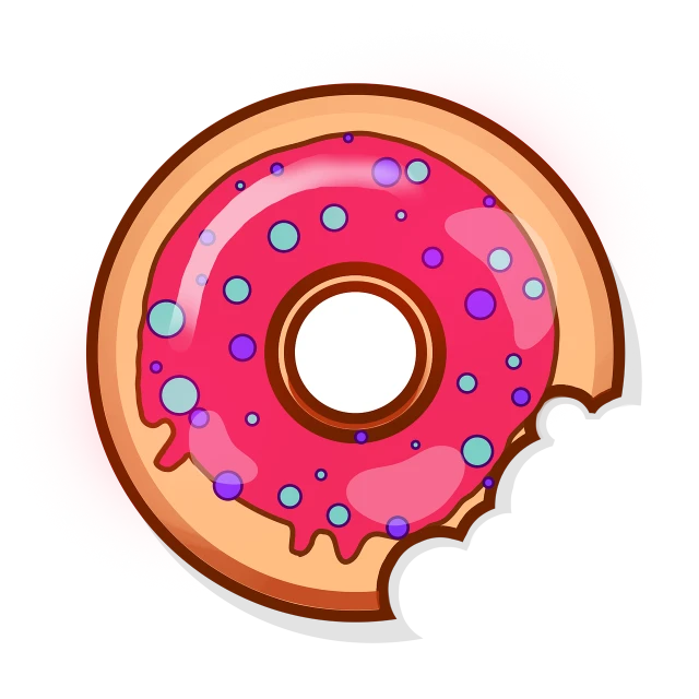 a pink donut with sprinkles on a black background, vector art, by Murakami, pop art, darkness aura red light, inside a cavernous stomach, hyper detail illustration, dark glowing red aura