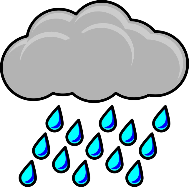 a cloud with rain drops coming out of it, an illustration of, minimalism, on a flat color black background, illustration, clip art, wet ground