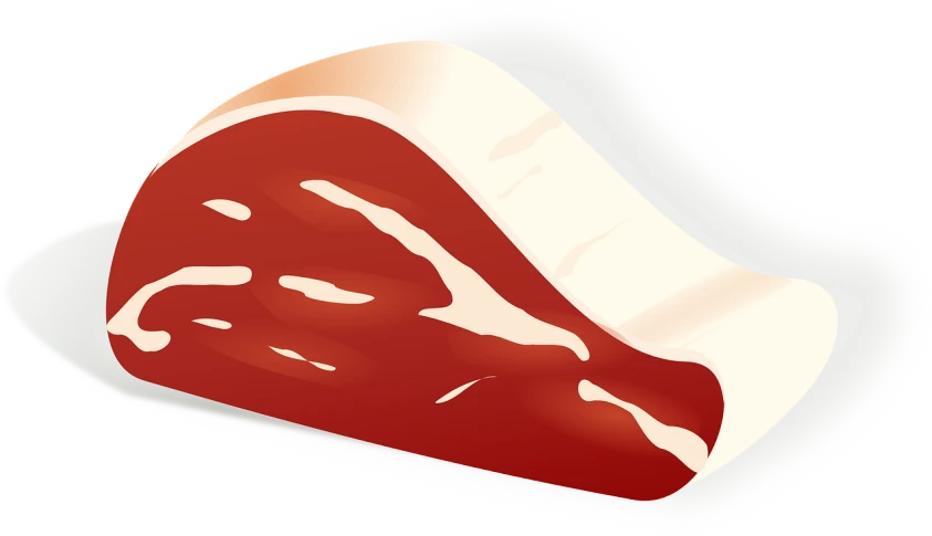 a piece of meat sitting on top of a white plate, an illustration of, pixabay, sōsaku hanga, no gradients, [[blood]], curve, smooth light from upper left