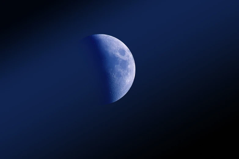 the moon is in the dark blue sky, a picture, minimalism, moonstone, modern high sharpness photo