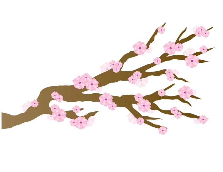 a branch of a cherry tree with pink flowers, concept art, inspired by Sesshū Tōyō, sōsaku hanga, black background, visible from afar!!, cut-scene, version 3