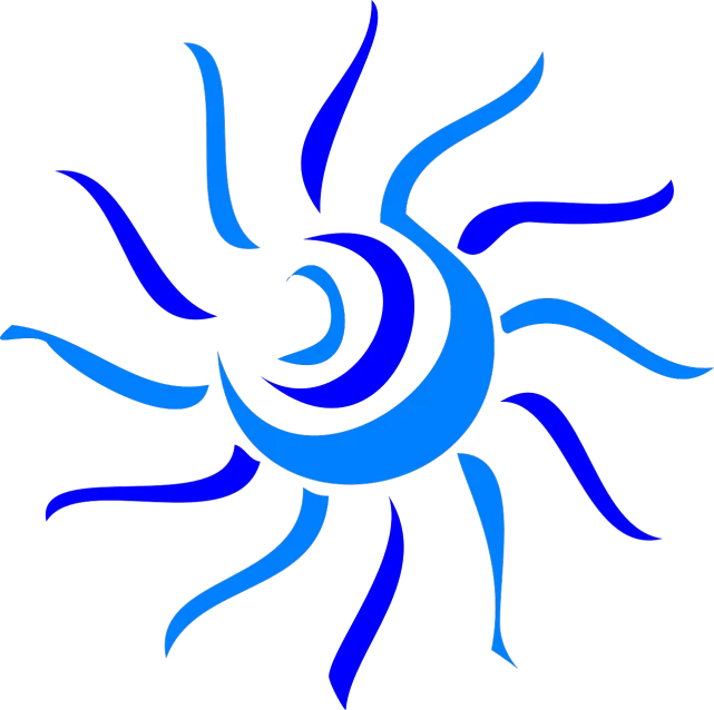 a blue sun on a black background, inspired by Xul Solar, hurufiyya, spirals, !!! very coherent!!! vector art, hydra, link
