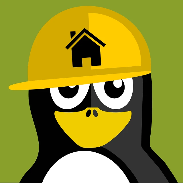 a cartoon penguin wearing a hard hat, an illustration of, by Joseph Badger, pixabay, mingei, passive house, linux mint, under repairs, wikihow illustration