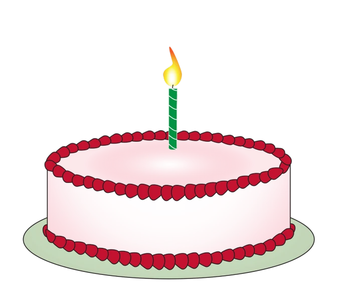 a birthday cake with a lit candle on top, rasquache, simple yet detailed, blank, raspberry, full colored