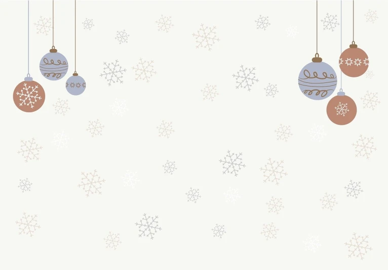 a christmas card with ornaments and snowflakes, a pastel, by Ai-Mitsu, tumblr, minimalism, background is white and blank, tileable, whole page illustration, grayish