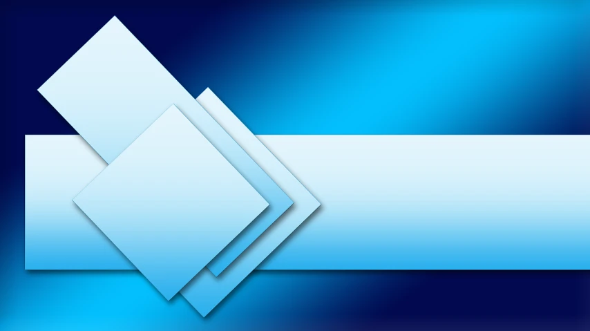 a blue and white banner with three diamonds, a computer rendering, digital art, gradient background, corner office background, multilayer, with a blue background