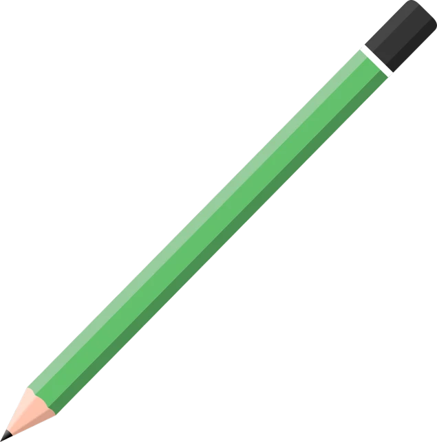 a green pencil on a black background, a digital rendering, very flat shading, clipart, green and black colors, medium: black pencil