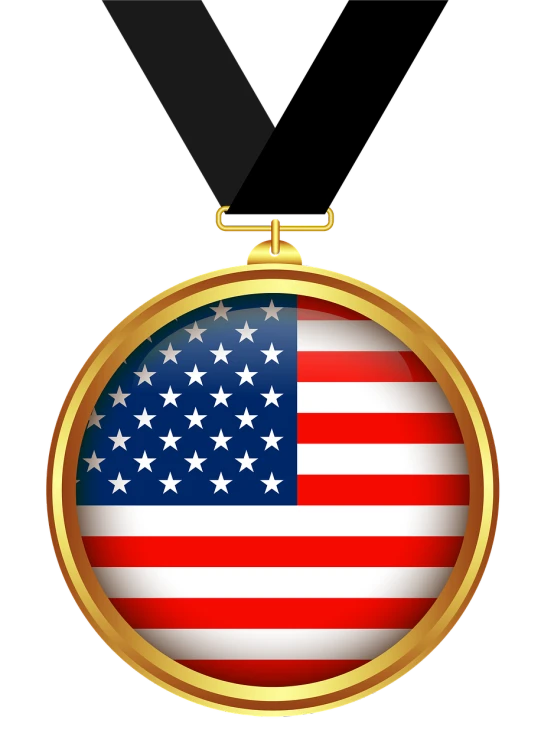 a gold medal with an american flag on it, a digital rendering, american barbizon school, rapper bling jewelry, watch photo, award winning dark, listing image