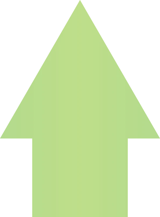 a green arrow pointing upwards on a black background, where a large, average, indoor, a large