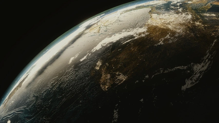 a view of the earth from the space station, a detailed matte painting, inspired by Ted Nasmith, digital art, close up angle, new zealand, ((octane render))