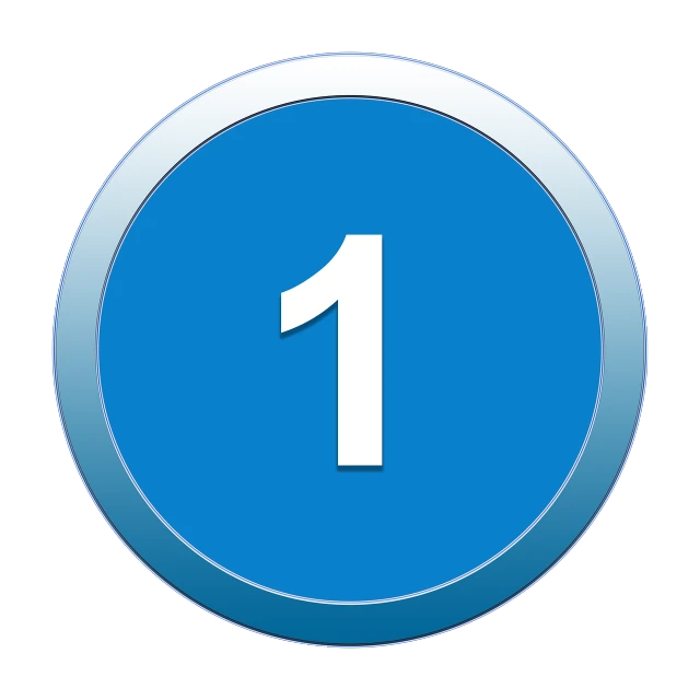 a blue button with the number one on it, a digital rendering, digital art, on a flat color black background, fast paced, icon pack, the ring is horizontal