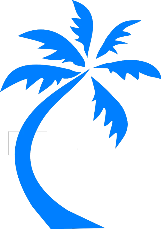 a blue palm tree on a black background, a screenshot, 70s progressive rock logo, very sad c 12.0, coconuts, profile pic