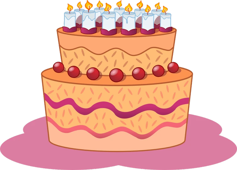 a birthday cake with candles on top of it, a digital rendering, naive art, !!! very coherent!!! vector art, full body close-up shot, puce and vermillion, cross section