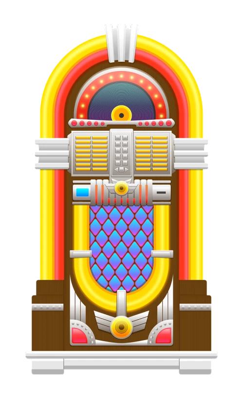 a juke box on a black background, a digital rendering, funk art, mobile game background, temple background, 1128x191 resolution, symmetrical front view