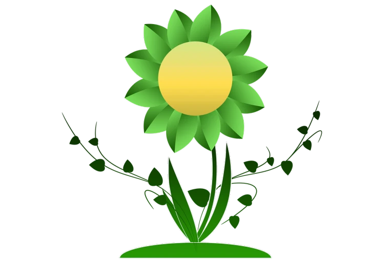 a green and yellow flower on a black background, pixabay, art nouveau, bright sun, game asset of plant and tree, springtime morning, icon