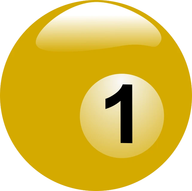a yellow pool ball with the number one on it, by Andrei Kolkoutine, pixabay, digital art, black gold color scheme, buttons, sacred numbers, svg illustration