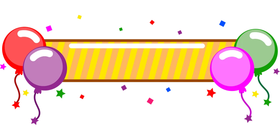 a birthday banner with balloons and confetti, inspired by Bernd Fasching, pixel art, dan flavin, background ( dark _ smokiness ), iphone background, golden ribbon