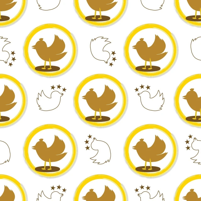 a pattern of brown birds on a white background, an illustration of, symbolism, with many gold coins, cutie mark, branding, smooth in _ the background