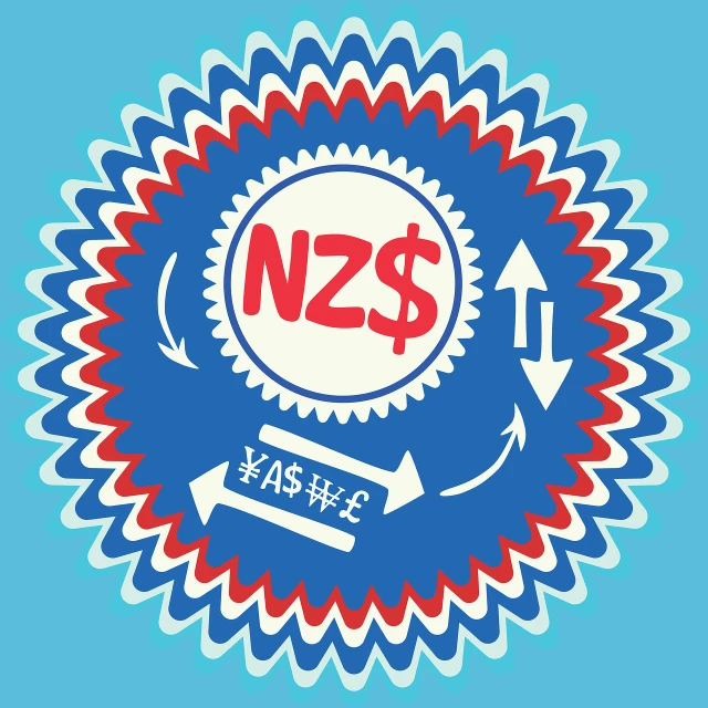 a sticker with the words nzs on it, concept art, international typographic style, shilling, retro illustration, cash, hyper detail illustration
