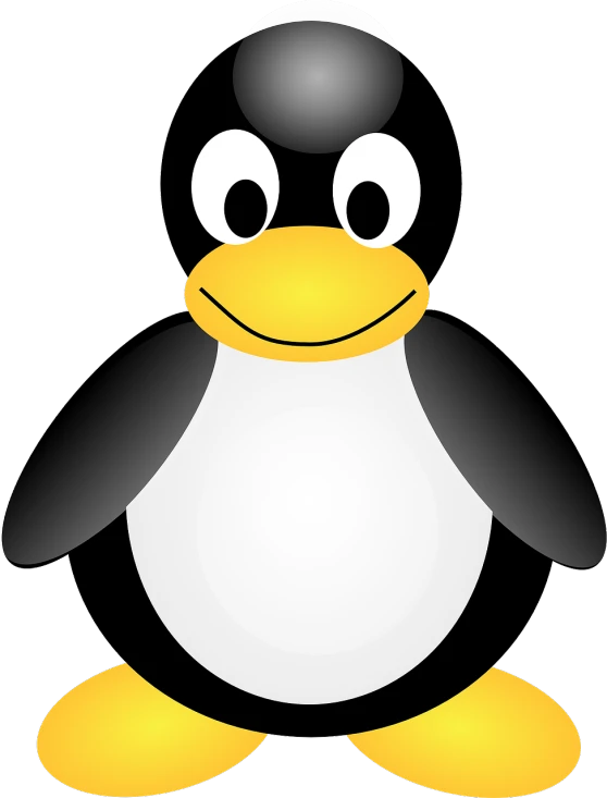 a black and white penguin with big eyes, a screenshot, pixabay, computer art, smiley, honey, processor, ..'